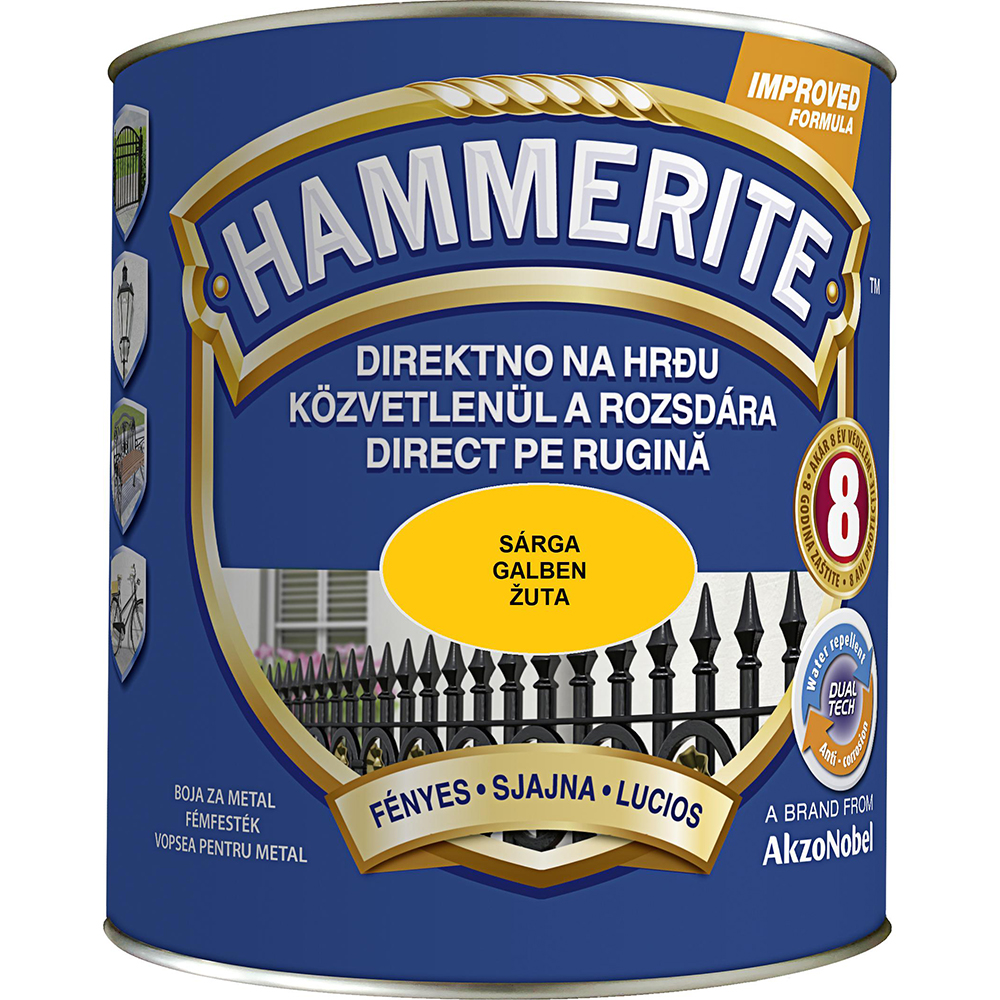 Email lucios Hammerite, galben, 0.75 l