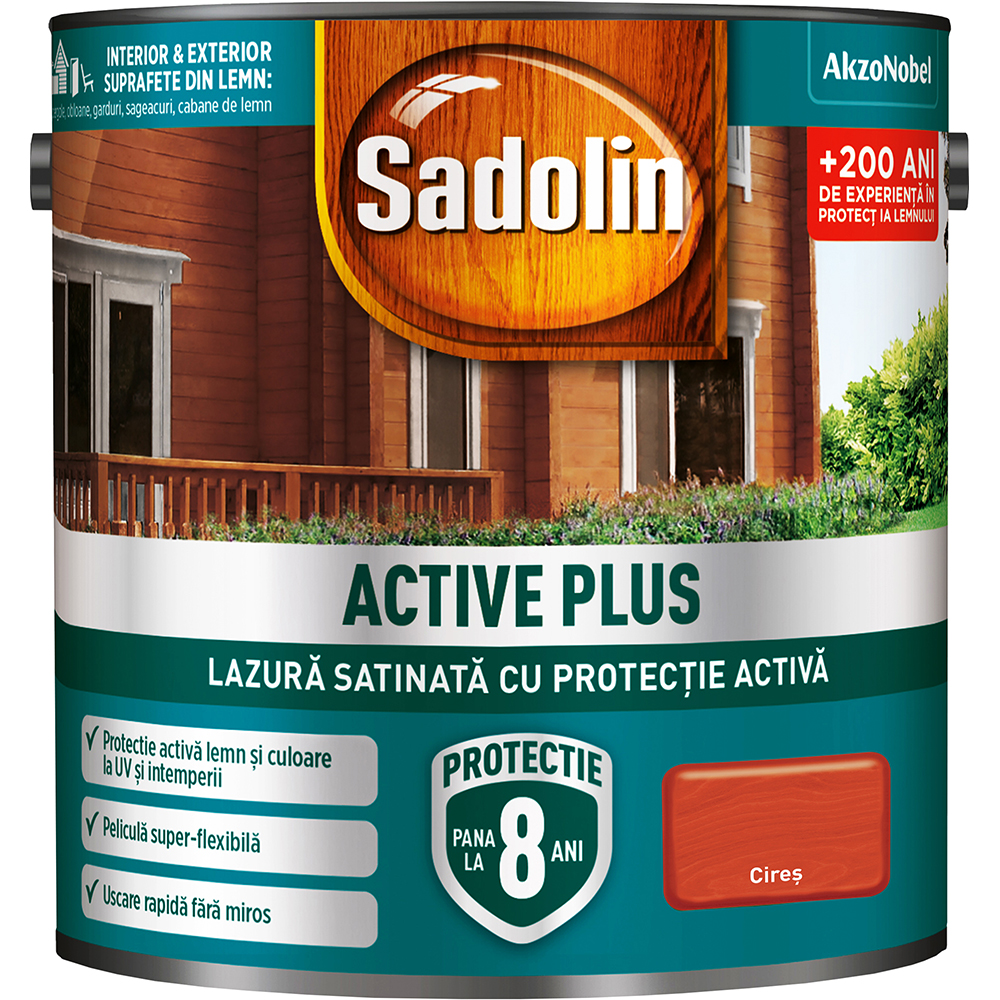 Lazura satinata Sadolin Active Plus, cires, 2.5 l