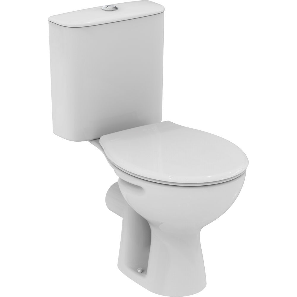 Set vas WC cu bideu IDEAL STANDARD Alpha W009601, ceramica, evacuare orizontala, rezervor 3/6l, capac, alb