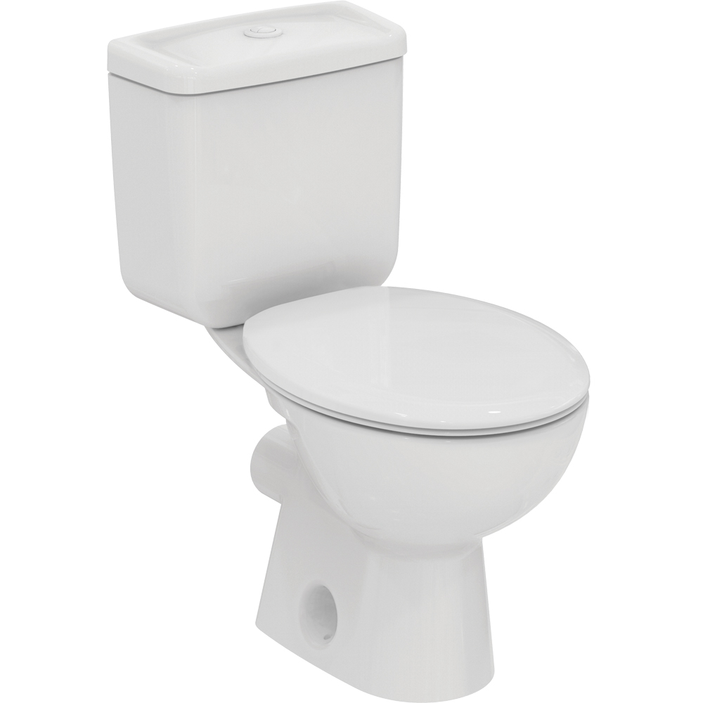 Set vas WC IDEAL STANDARD Alpha W010701, ceramica, evacuare orizontala, rezervor 3/6l, capac SoftClose, alb