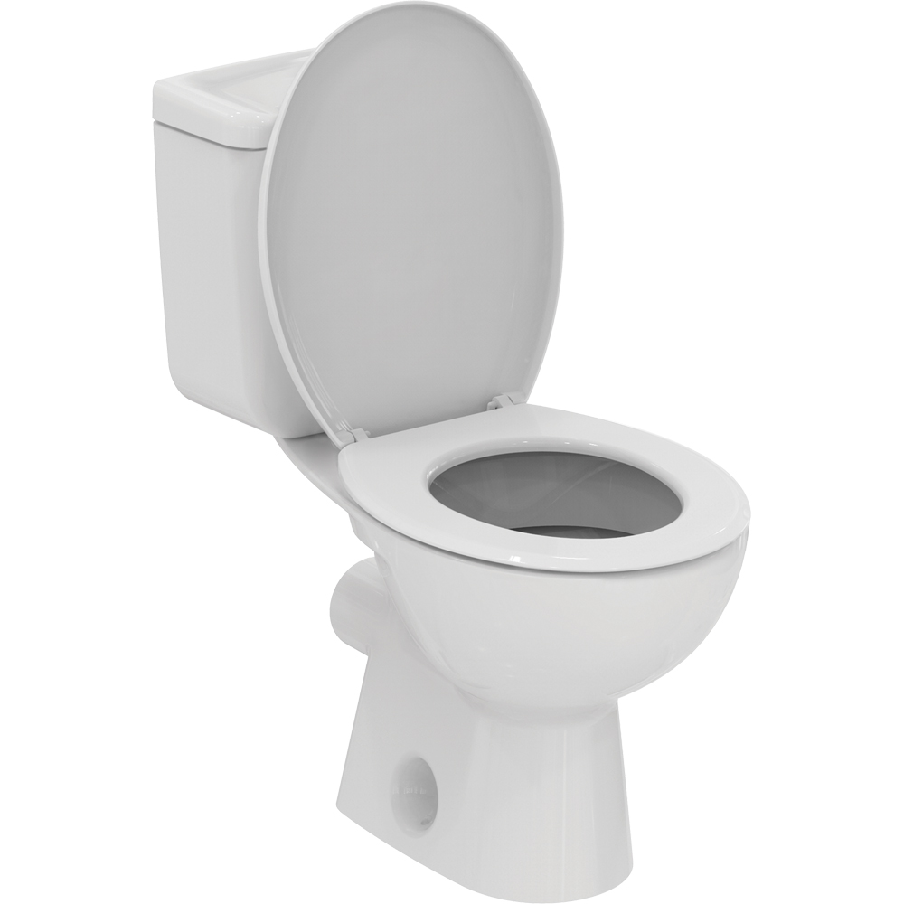 Set vas WC IDEAL STANDARD Alpha W010701, ceramica, evacuare orizontala, rezervor 3/6l, capac SoftClose, alb