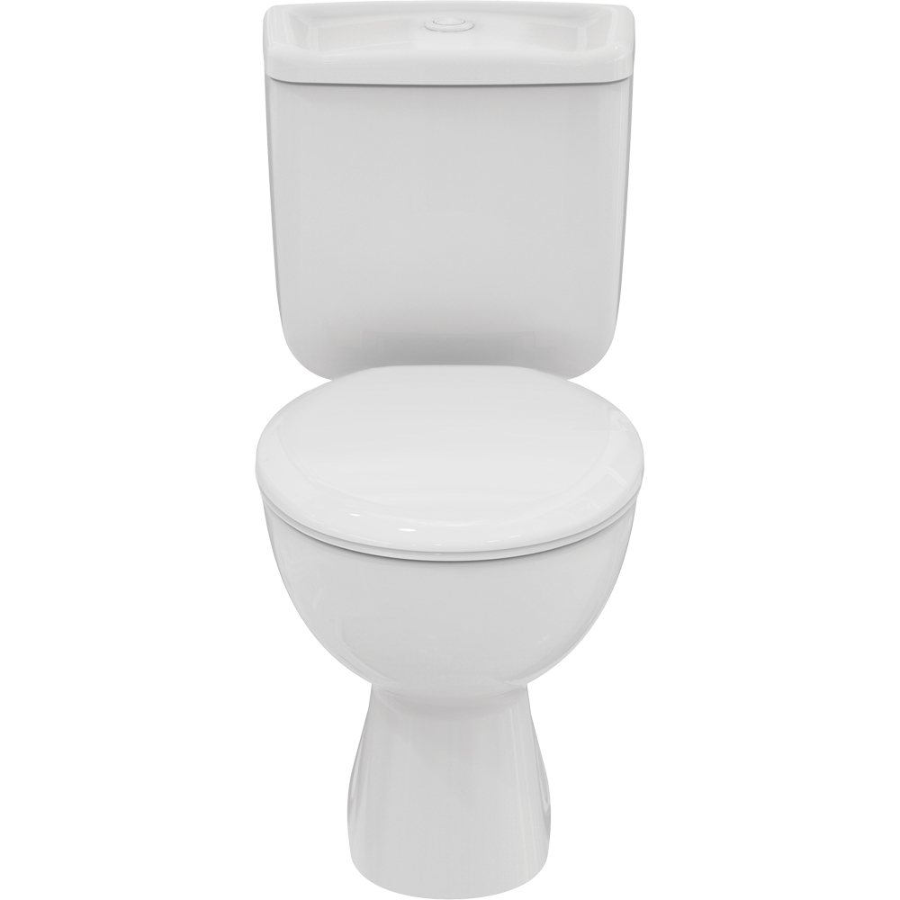 Set vas WC IDEAL STANDARD Alpha W010701, ceramica, evacuare orizontala, rezervor 3/6l, capac SoftClose, alb