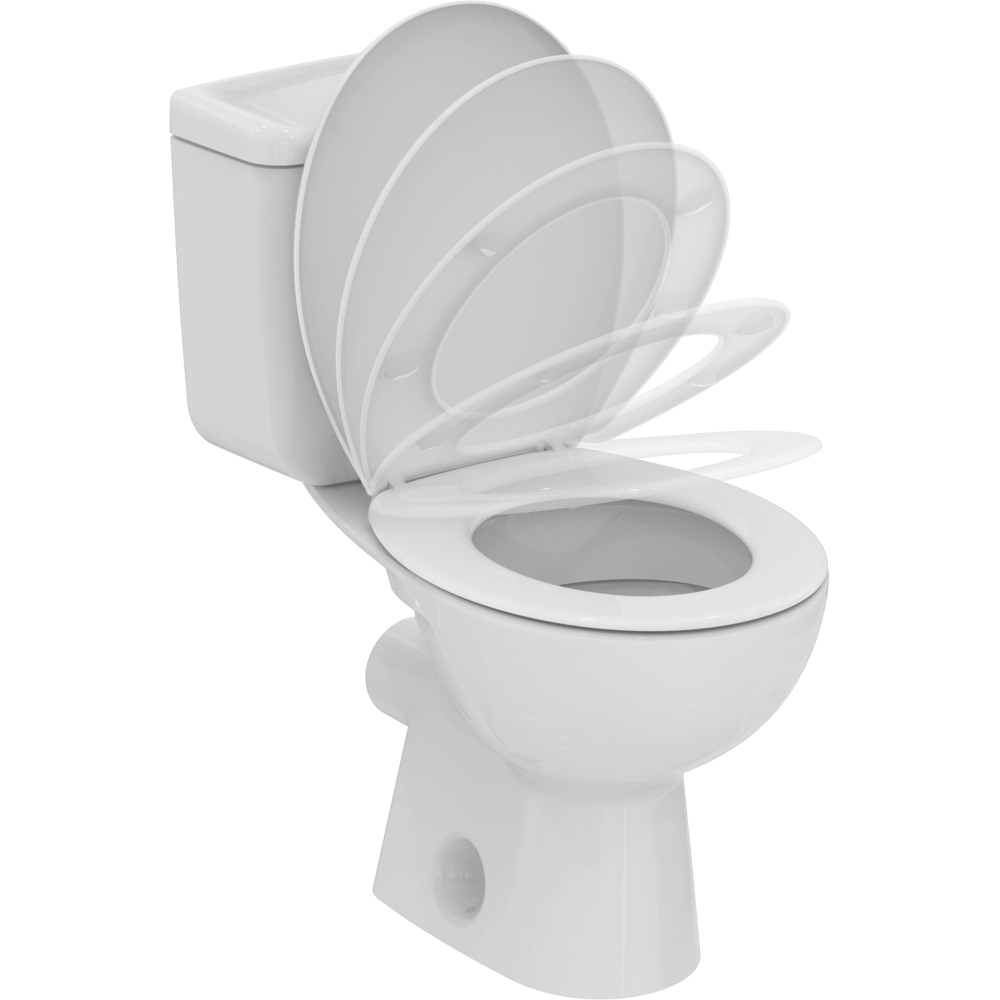 Set vas WC IDEAL STANDARD Alpha W010701, ceramica, evacuare orizontala, rezervor 3/6l, capac SoftClose, alb