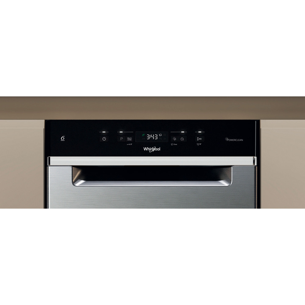 Masina de spalat vase incorporabila WHIRLPOOL WH3UC10BS7A0X, 6th Sense, 10 seturi, 9 programe, 45 cm, Clasa C, inox