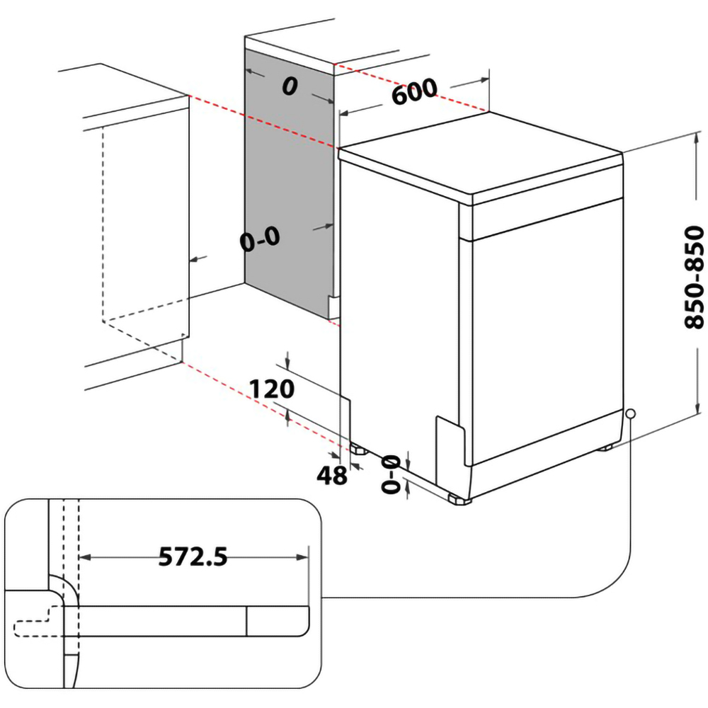 Masina de spalat vase independenta WHIRLPOOL WH4FFA14BN6X, 6th Sense, 14 seturi, 8 programe, 60 cm, Clasa A, inox