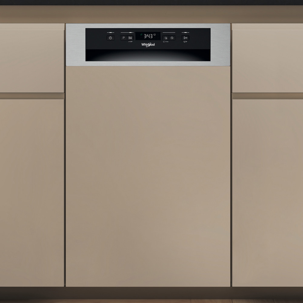 Masina de spalat vase semi-incorporabila WHIRLPOOL WH6PC11BS7A0, 6th Sense, 11 seturi, 9 programe, 45 cm, Clasa C, inox