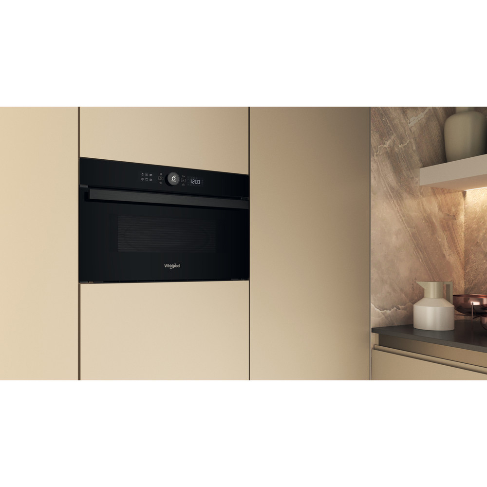 Cuptor cu microunde incorporabil WHIRLPOOL WMD44MB, 6th Sense, 31l, 1000W, Grill, negru