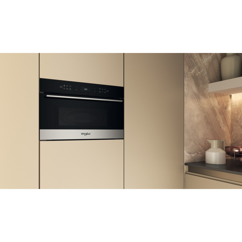 Cuptor cu microunde incorporabil WHIRLPOOL WMD7O4TX, 6th Sense, 31l, 1000W, Grill, inox