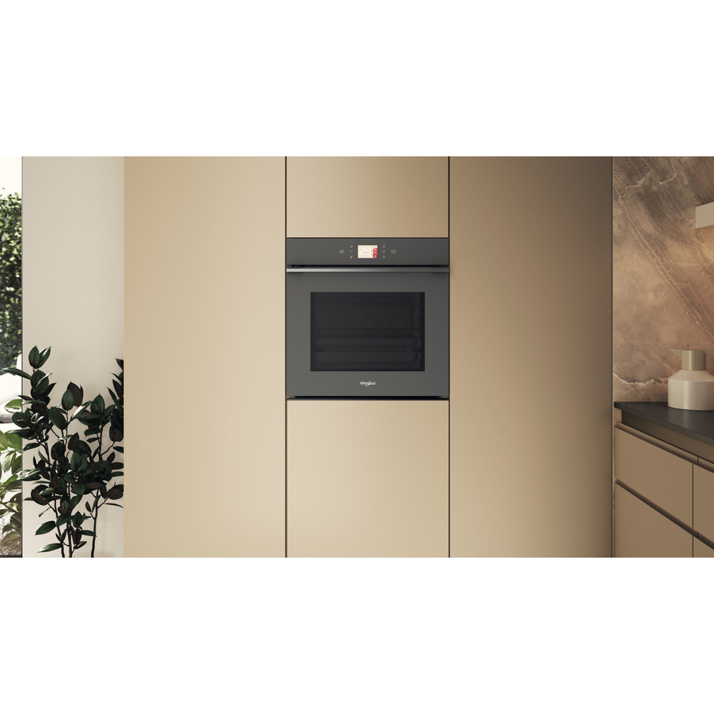 Cuptor incorporabil WHIRLPOOL WOI118PT2SSMA, Electric, Autocuratare pirolitica + hidrolitica, 73 l, Clasa A+, 6th Sense, gri mat