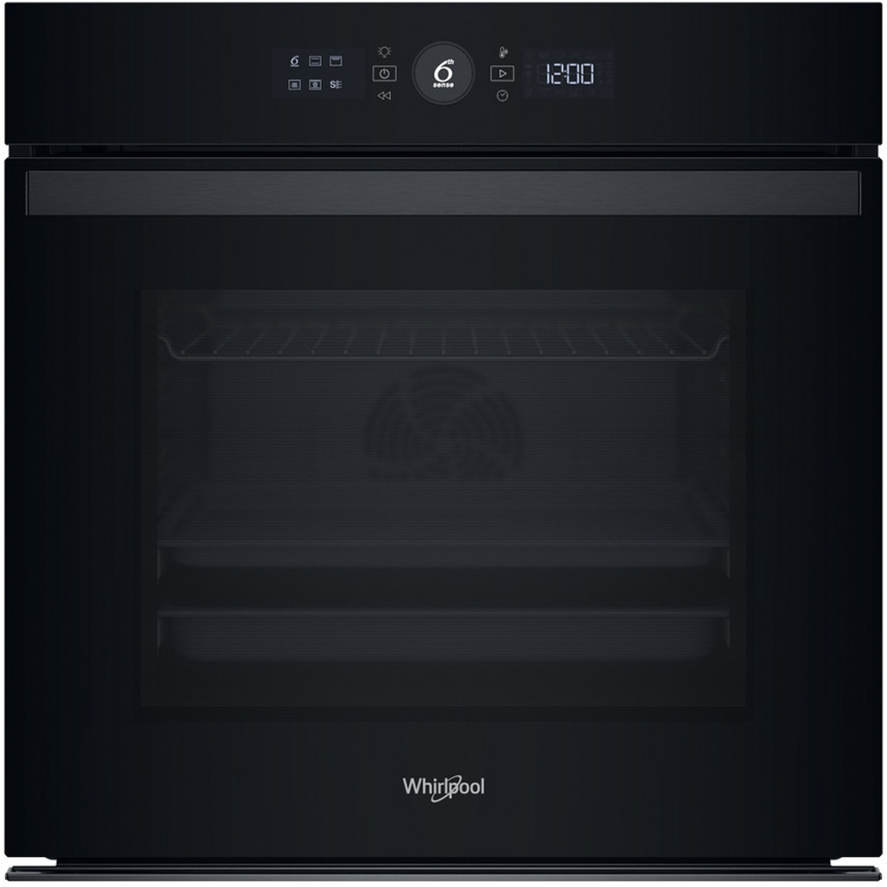 Cuptor incorporabil WHIRLPOOL WOI4S8PM2SBA, Electric, Autocuratare pirolitica + hidrolitica, 73 l, Clasa A+, 6th Sense, negru