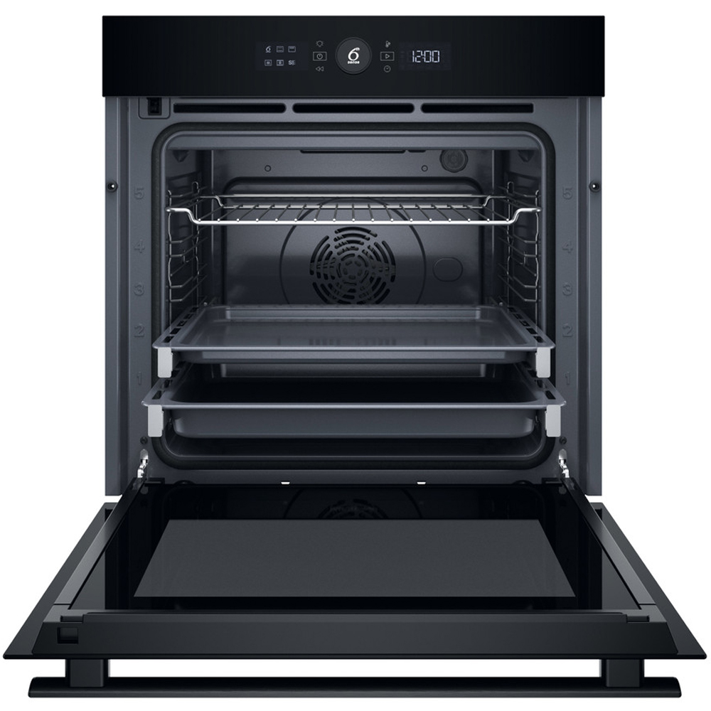 Cuptor incorporabil WHIRLPOOL WOI4S8PM2SBA, Electric, Autocuratare pirolitica + hidrolitica, 73 l, Clasa A+, 6th Sense, negru