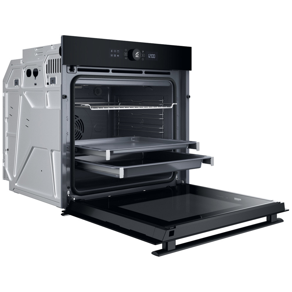 Cuptor incorporabil WHIRLPOOL WOI4S8PM2SBA, Electric, Autocuratare pirolitica + hidrolitica, 73 l, Clasa A+, 6th Sense, negru