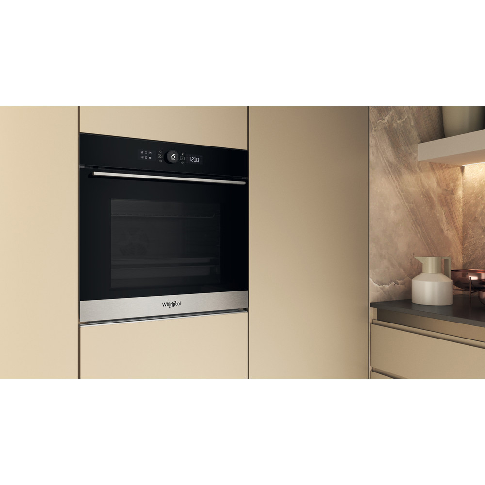 Cuptor incorporabil WHIRLPOOL WOI5S8PM1SXA, Electric, Autocuratare pirolitica + hidrolitica, 73 l, Clasa A+, 6th Sense, inox