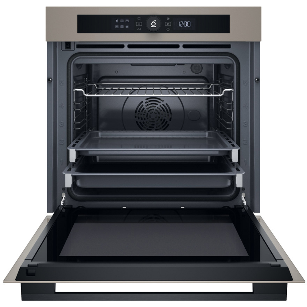 Cuptor incorporabil WHIRLPOOL WOI5S8PM2SEA, Electric, Autocuratare pirolitica + hidrolitica, 73 l, Clasa A+, 6th Sense, bej