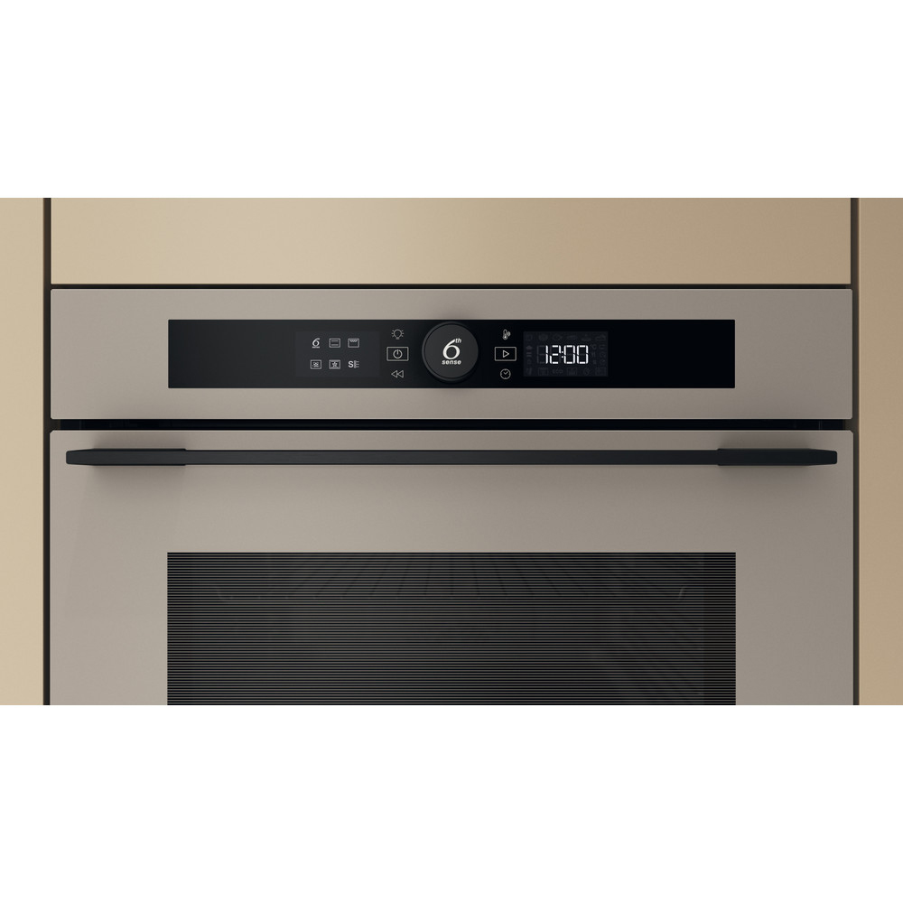 Cuptor incorporabil WHIRLPOOL WOI5S8PM2SEA, Electric, Autocuratare pirolitica + hidrolitica, 73 l, Clasa A+, 6th Sense, bej