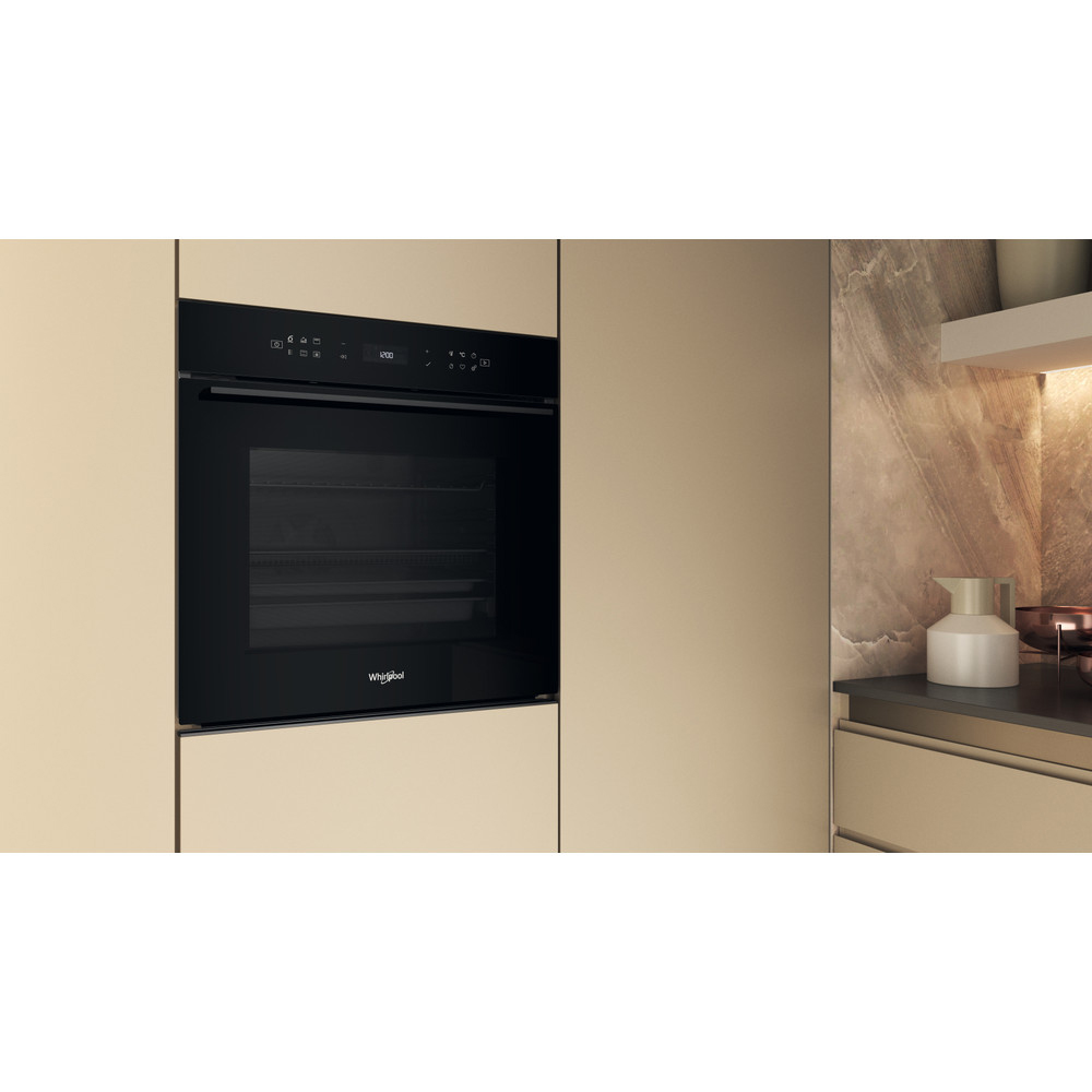 Cuptor incorporabil WHIRLPOOL WOI78HT1SBA, Electric, Autocuratare hidrolitica, 73 l, Clasa A+, 6th Sense, negru