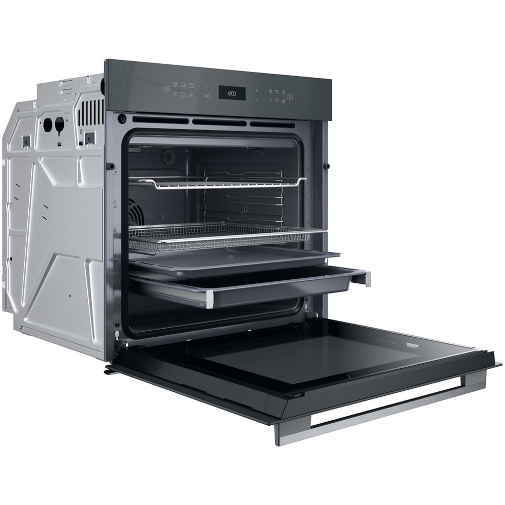 Cuptor incorporabil WHIRLPOOL WOI78HT1SSGA, Electric, Autocuratare hidrolitica, 73 l, Clasa A+, 6th Sense, gri lucios