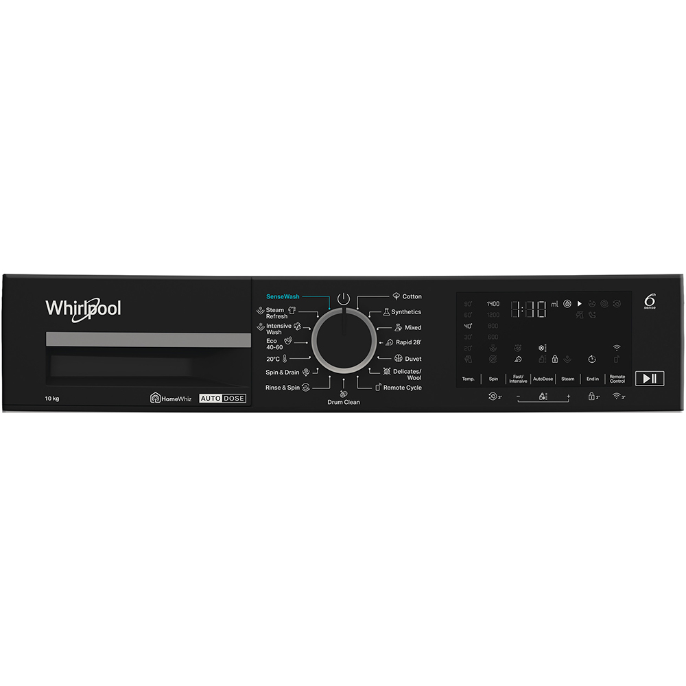 Masina de spalat rufe frontala WHIRLPOOL WPM 07W ADS EE, 6th Sense, Steam, 10 kg, 1400rpm, Clasa A, alb