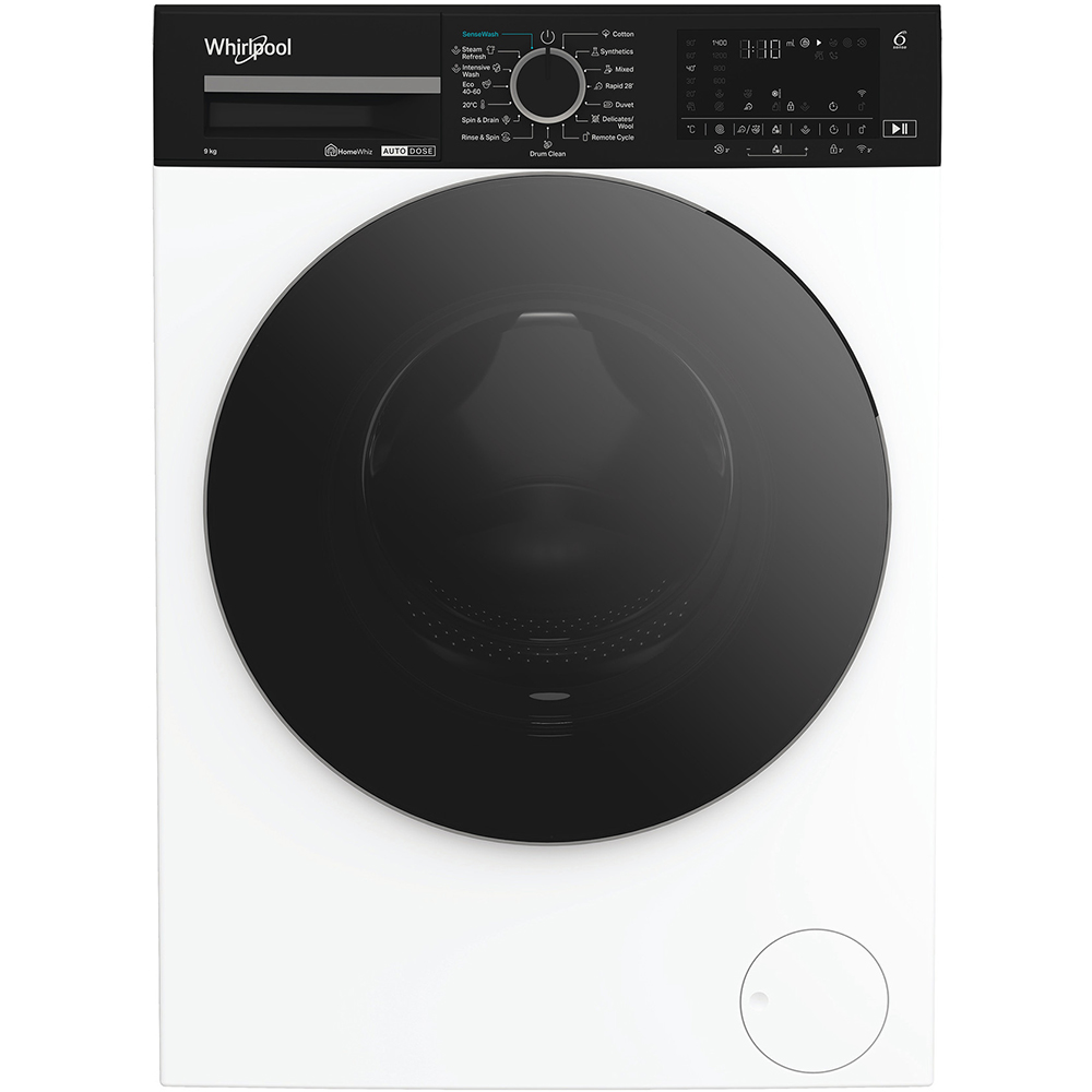 Masina de spalat rufe frontala WHIRLPOOL WPM 97W ADS EE, 6th Sense, Steam, 9 kg, 1400rpm, Clasa A, alb