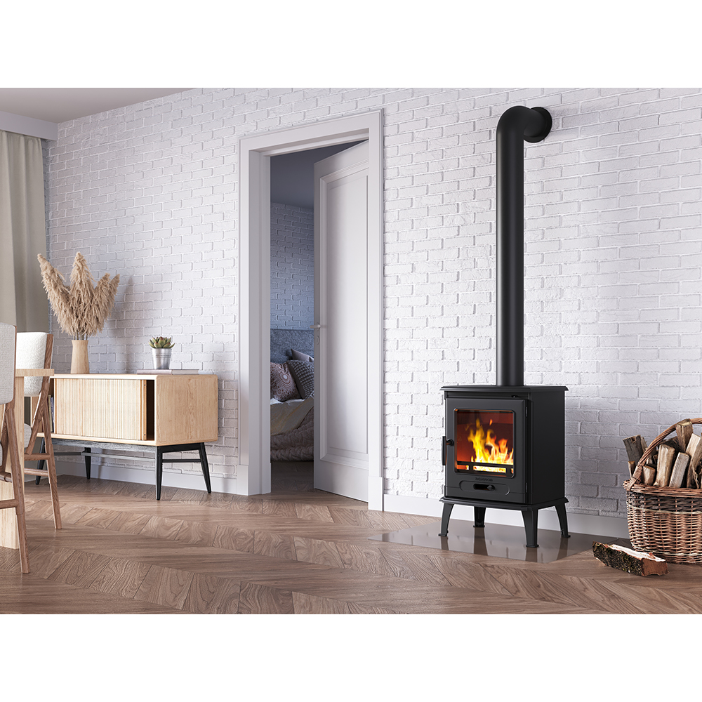 Semineu pe lemne NORDFLAM Harstad, fonta, 6kW, 46.5 x 39.5 x 69.5, negru
