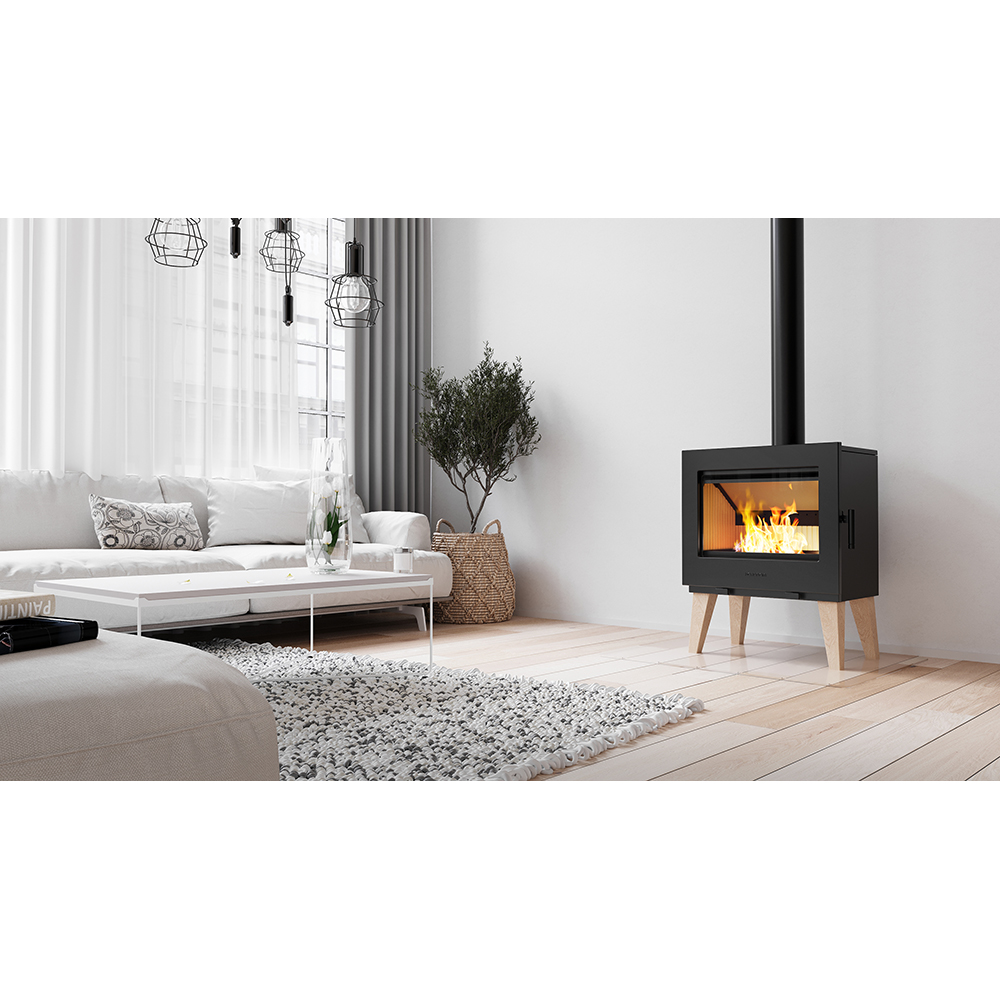 Semineu pe lemne NORDFLAM Skane, fonta, 9kW, 60 x 40 x 80.5 cm, negru