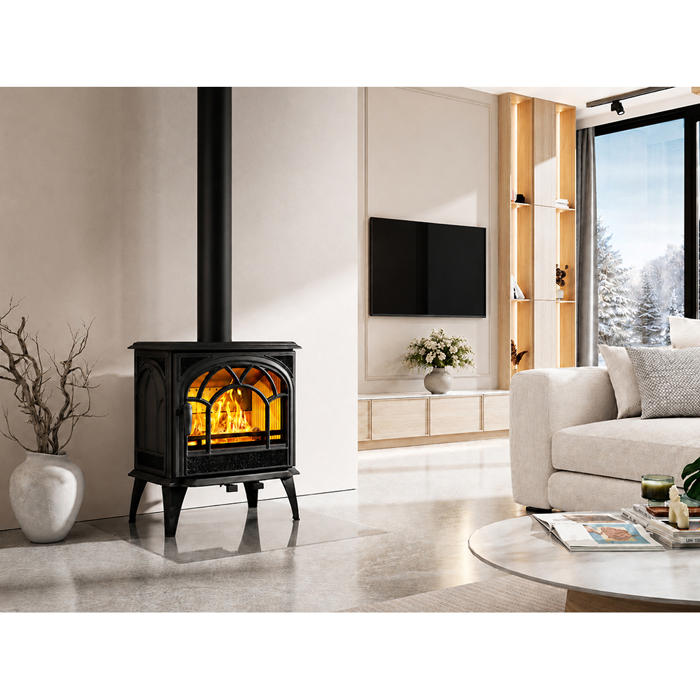 Semineu pe lemne NORDFLAM Nicea, fonta, 9kW, 63.8 x 50.4 x 82 cm, negru