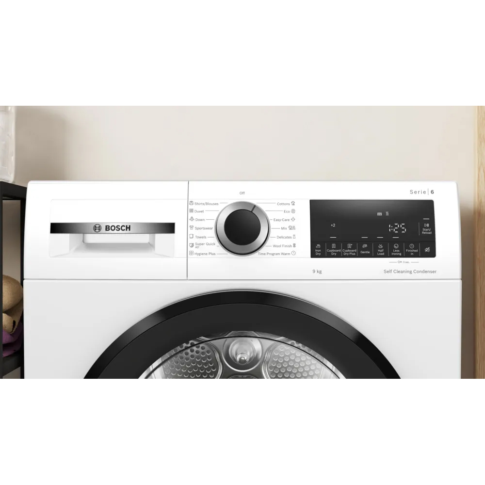 Uscator de rufe BOSCH WQG14501BY, Condensare si pompa de caldura, 9 kg, 14 programe, Clasa D, alb
