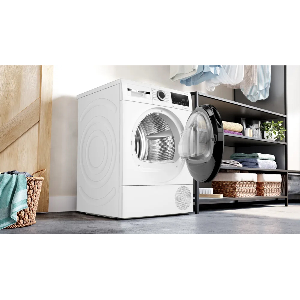 Uscator de rufe BOSCH WQG14501BY, Condensare si pompa de caldura, 9 kg, 14 programe, Clasa D, alb