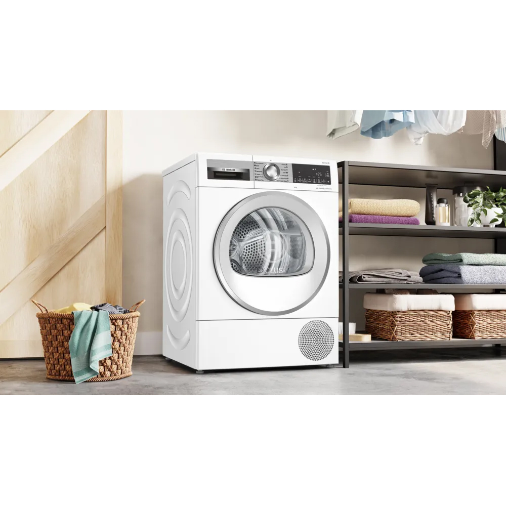 Uscator de rufe BOSCH WQG24591BY, Condensare si pompa de caldura, 9 kg, 14 programe, Clasa D, alb