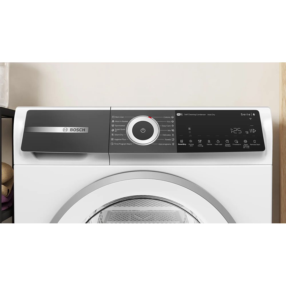 Uscator de rufe BOSCH WQH246D3BY, Condensare si pompa de caldura, 9 kg, 14 programe, Clasa B, alb