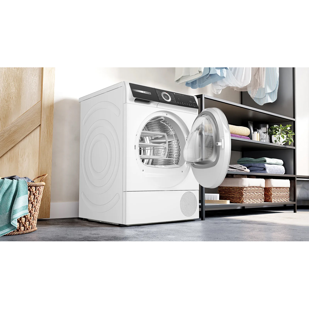 Uscator de rufe BOSCH WQH246D3BY, Condensare si pompa de caldura, 9 kg, 14 programe, Clasa B, alb