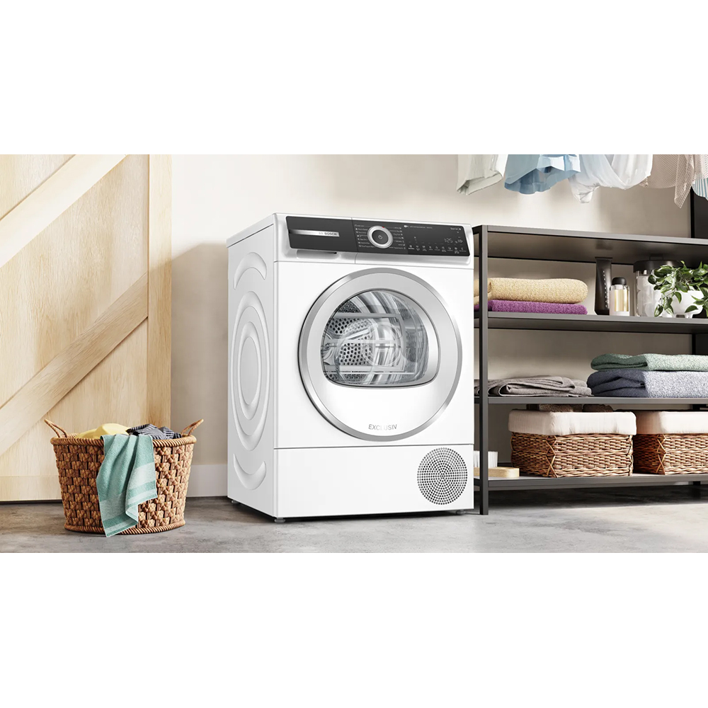 Uscator de rufe BOSCH WQH246D3BY, Condensare si pompa de caldura, 9 kg, 14 programe, Clasa B, alb