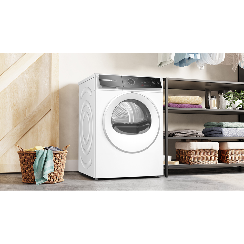 Uscator de rufe BOSCH WRB247CEBY, Condensare si pompa de caldura, 9 kg, 14 programe, Clasa A, alb