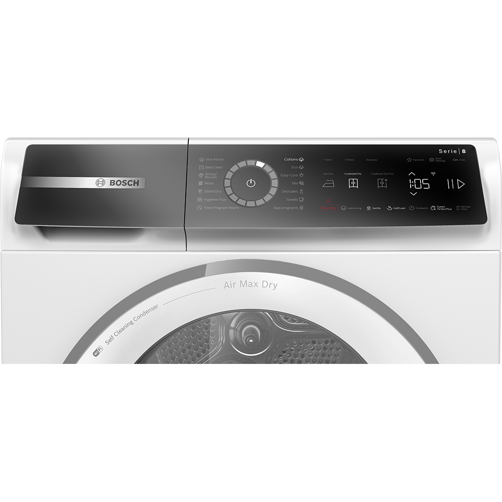 Uscator de rufe BOSCH WRB247CEBY, Condensare si pompa de caldura, 9 kg, 14 programe, Clasa A, alb