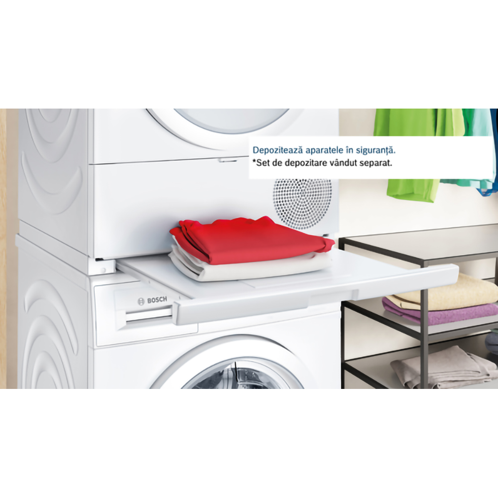 Uscator de rufe BOSCH WRB247CEBY, Condensare si pompa de caldura, 9 kg, 14 programe, Clasa A, alb