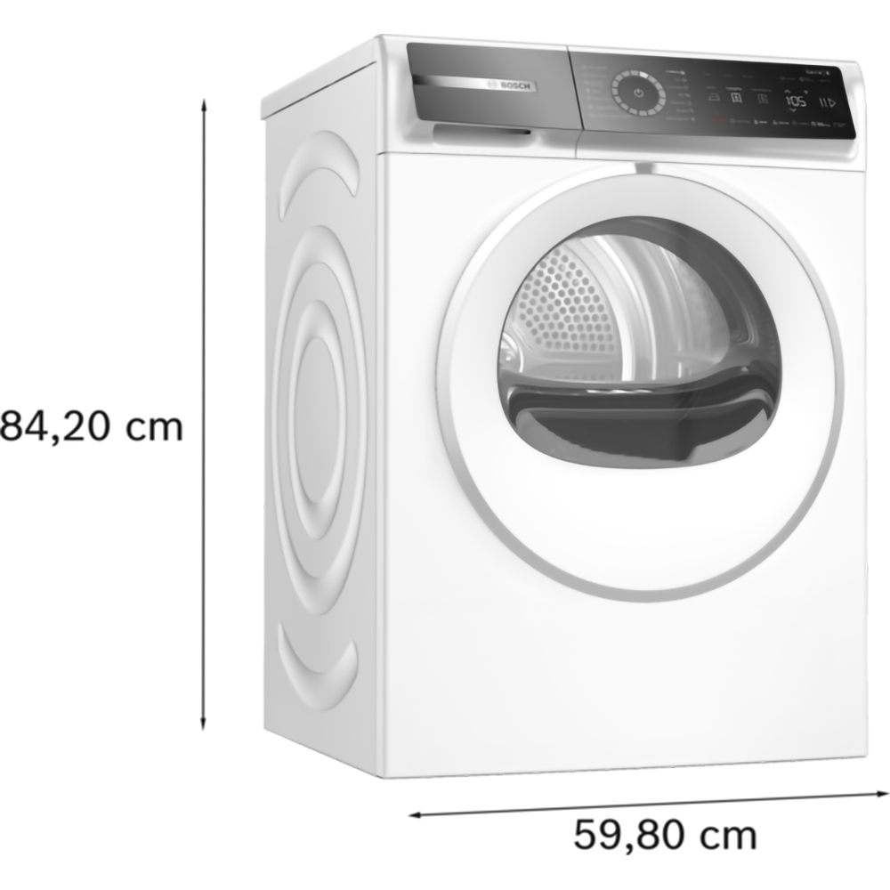 Uscator de rufe BOSCH WRB247CEBY, Condensare si pompa de caldura, 9 kg, 14 programe, Clasa A, alb