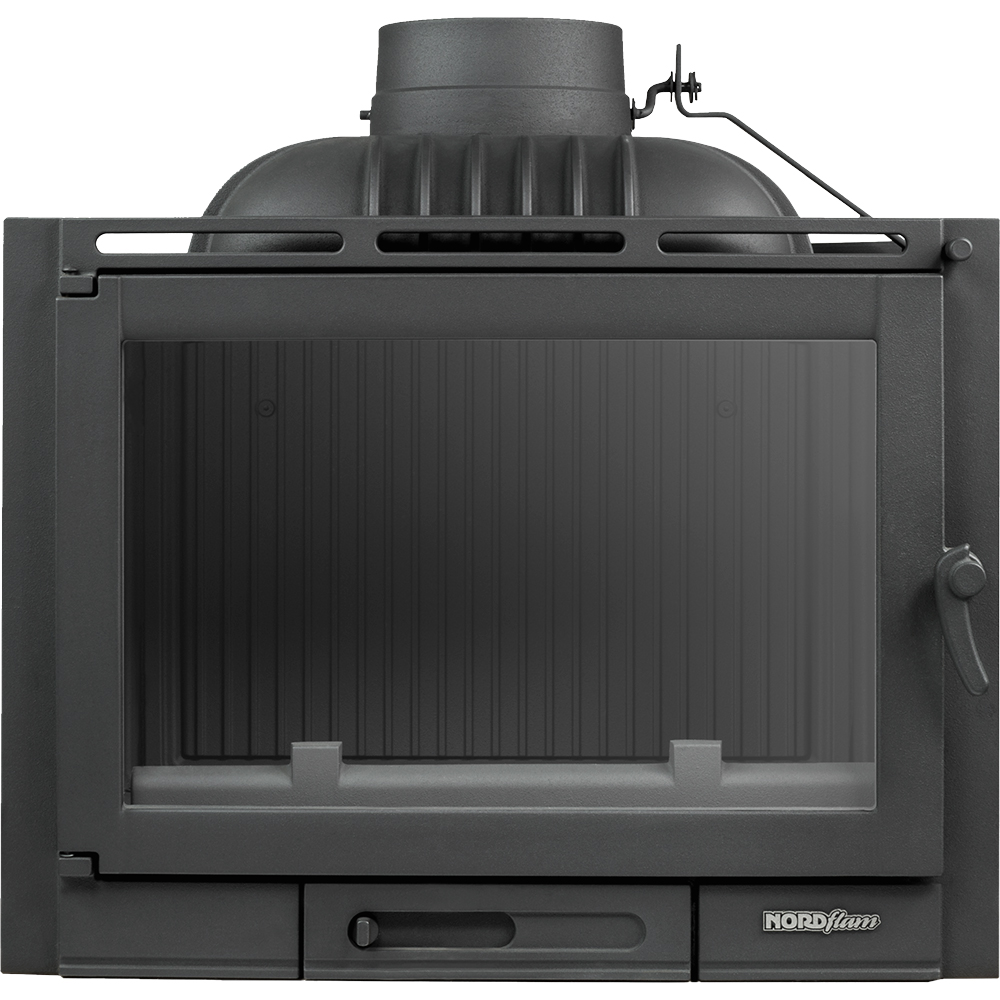 Focar semineu NORDFLAM Corno, fonta, 13kW, 66.2 x 36.5 x 64.7 cm, negru