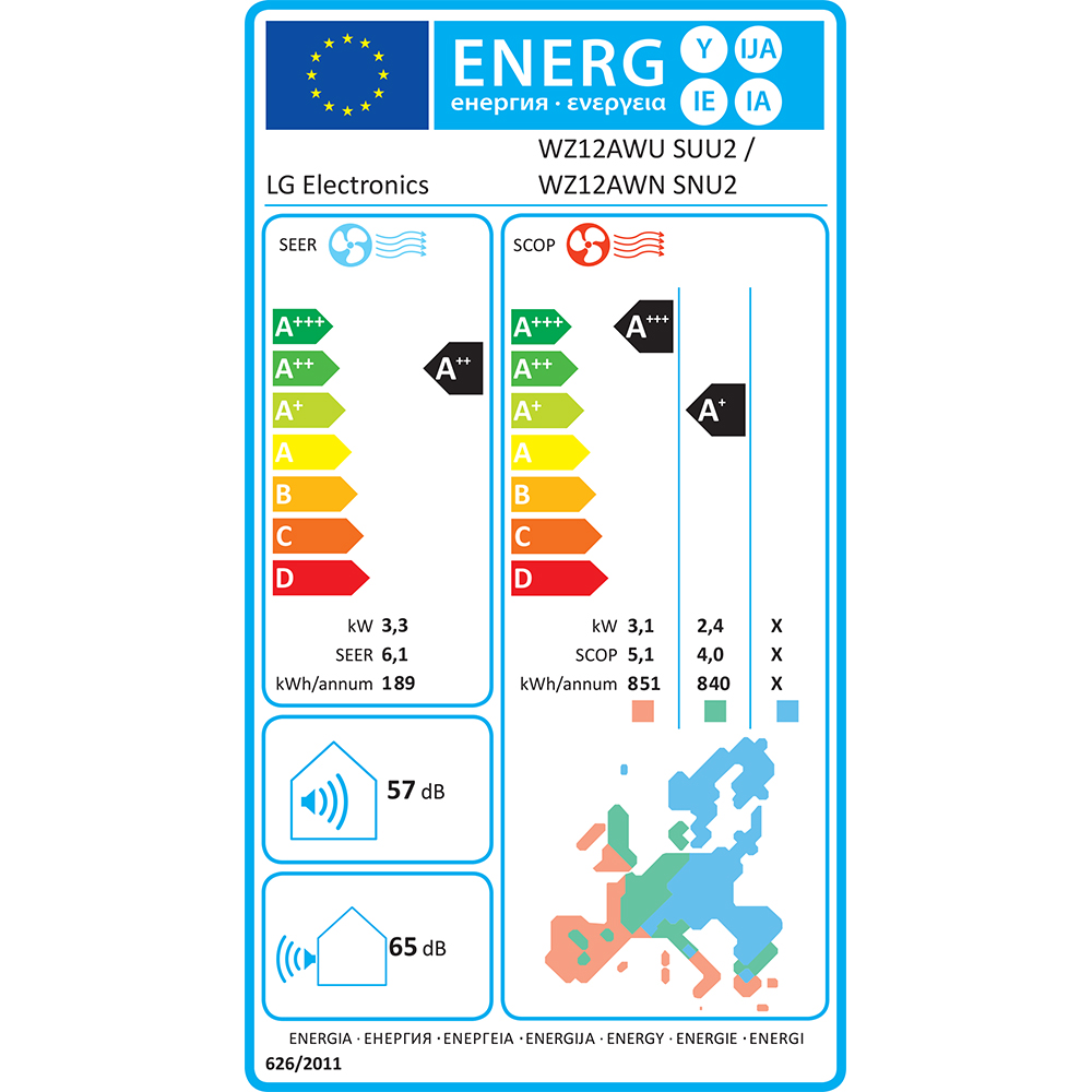 Aer conditionat LG Dualcool Special W WZ12AWN, 12000 BTU, A++/A+, Wi-Fi, alb
