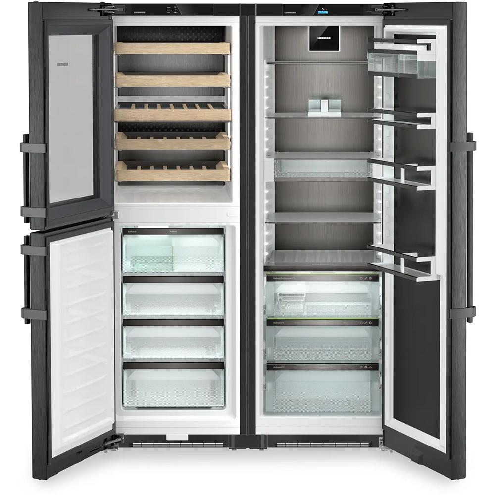 Side by Side LIEBHERR XRCbs 5295 Peak, Duo Cooling, 691 l, H 185.5 cm, Clasa C/D, compartiment de temperare a vinului, dark inox