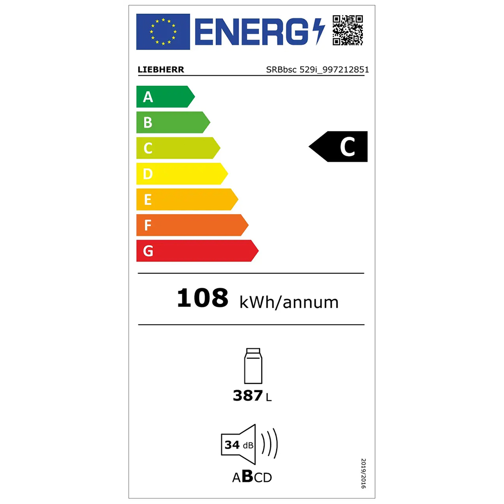 Side by Side LIEBHERR XRCbs 5295 Peak, Duo Cooling, 691 l, H 185.5 cm, Clasa C/D, compartiment de temperare a vinului, dark inox