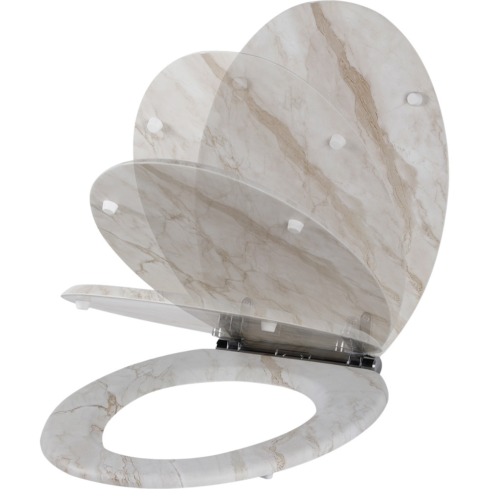 Capac WC GOODHOME Pilica YMD328UK13, inchidere lenta, duroplast, bej marmorat