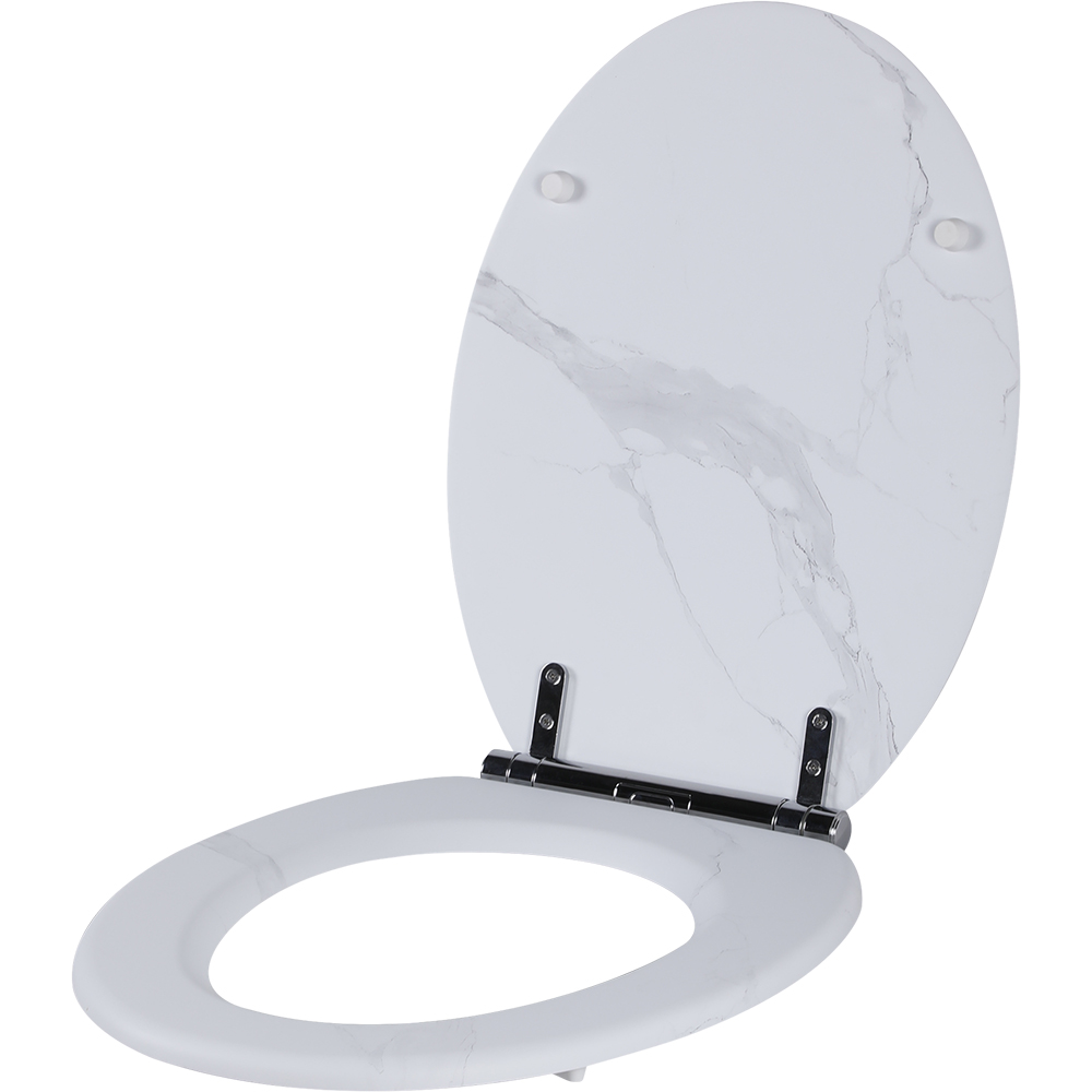 Capac WC GOODHOME Pilica YMD328UK15, inchidere lenta, duroplast, alb marmorat