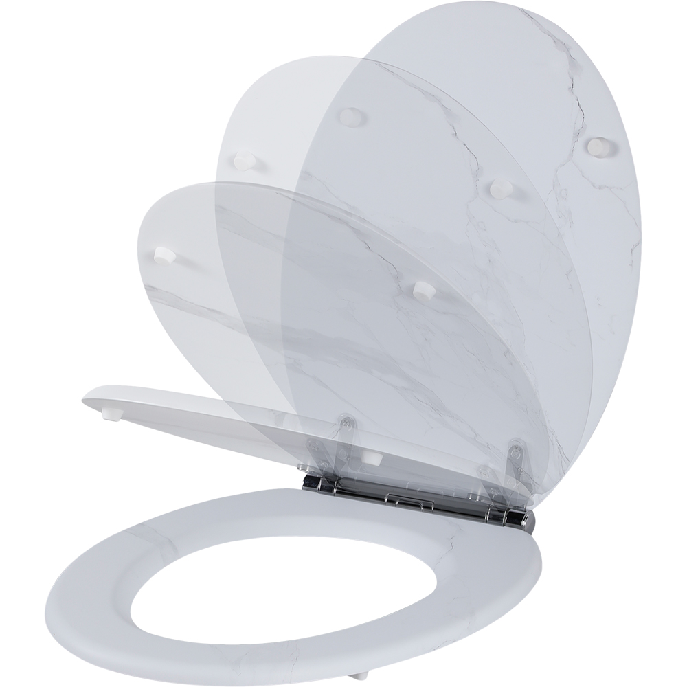 Capac WC GOODHOME Pilica YMD328UK15, inchidere lenta, duroplast, alb marmorat