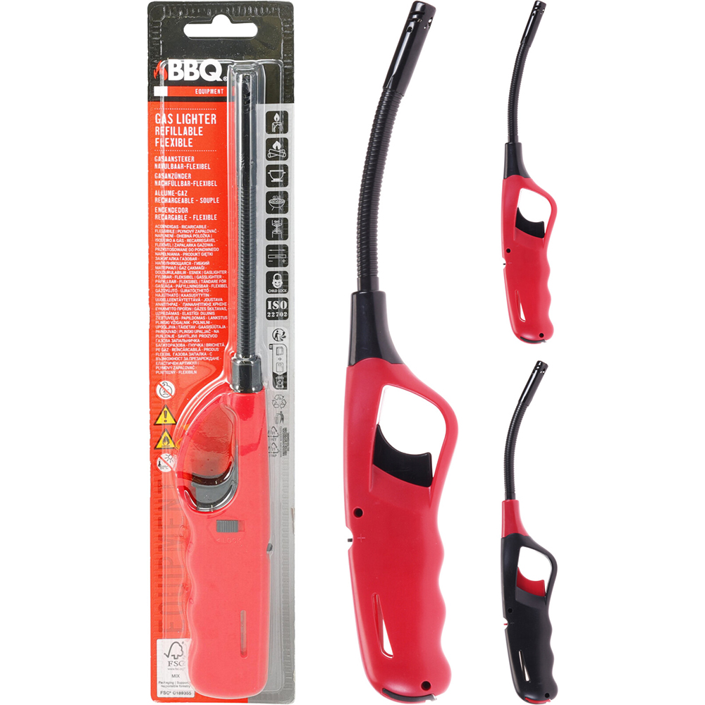 Aprinzator cu gaz, reincarcabil, 28 cm, rosu-negru