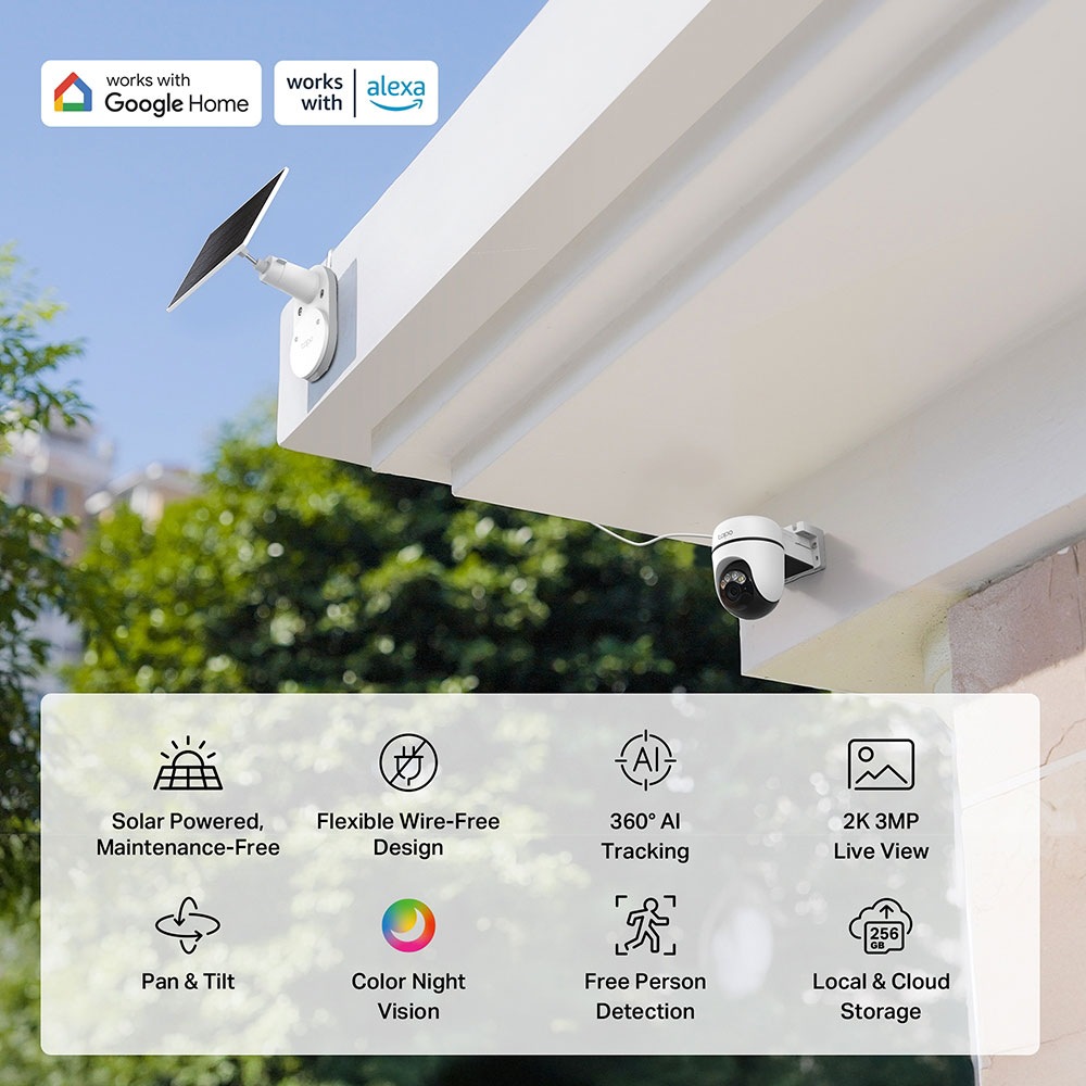 Kit camera IP Wireless exterior TP-LINK Tapo C610, 3MP, 1296p, IP65, IR, Night Vision, alb