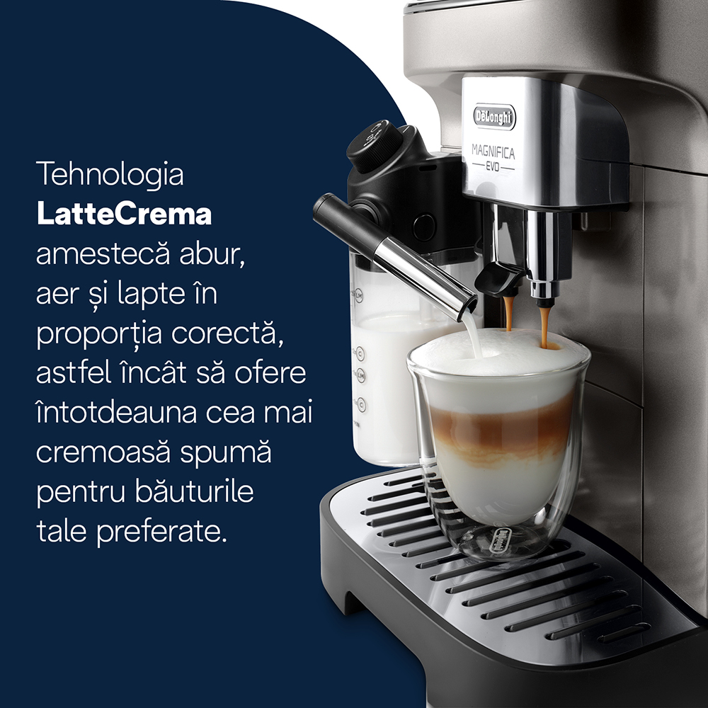 Espressor automat DELONGHI Magnifica Evo ECAM290.81.TB, 1.8l, 1450W, 15 bar, argintiu inchis-negru