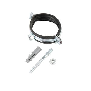 Colier metalic cu garnitura, surub si diblu, 75mm, argintiu, 1buc