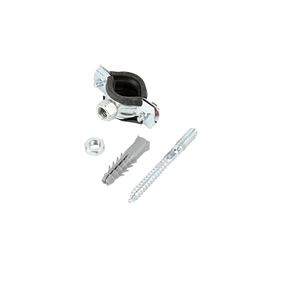 Colier metalic cu garnitura, surub si diblu, 15mm, argintiu, 1buc