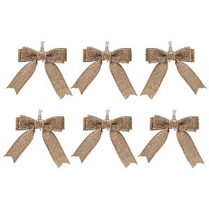 Set 6 fundite pentru brad Craciun, 9 x 10 cm, iuta, maro