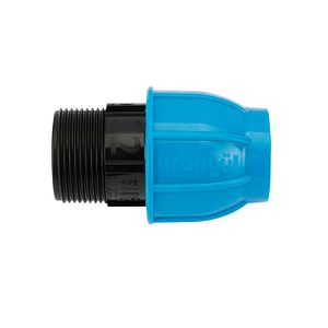 Racord compresiune egal PEHD, 32mm, filet exterior, 1.1/4", polipropilena, negru-albastru